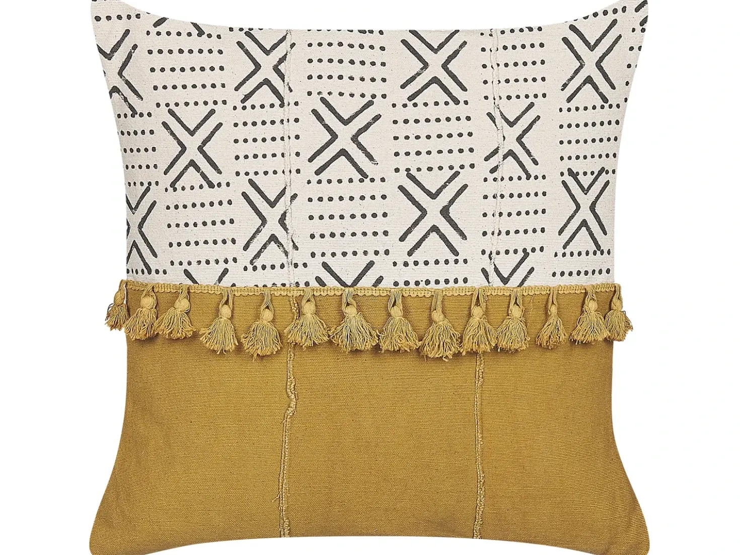 Set di 2 cuscini WOODI Cotone 45 x 45 cm Giallo Bianco Trama geometrica