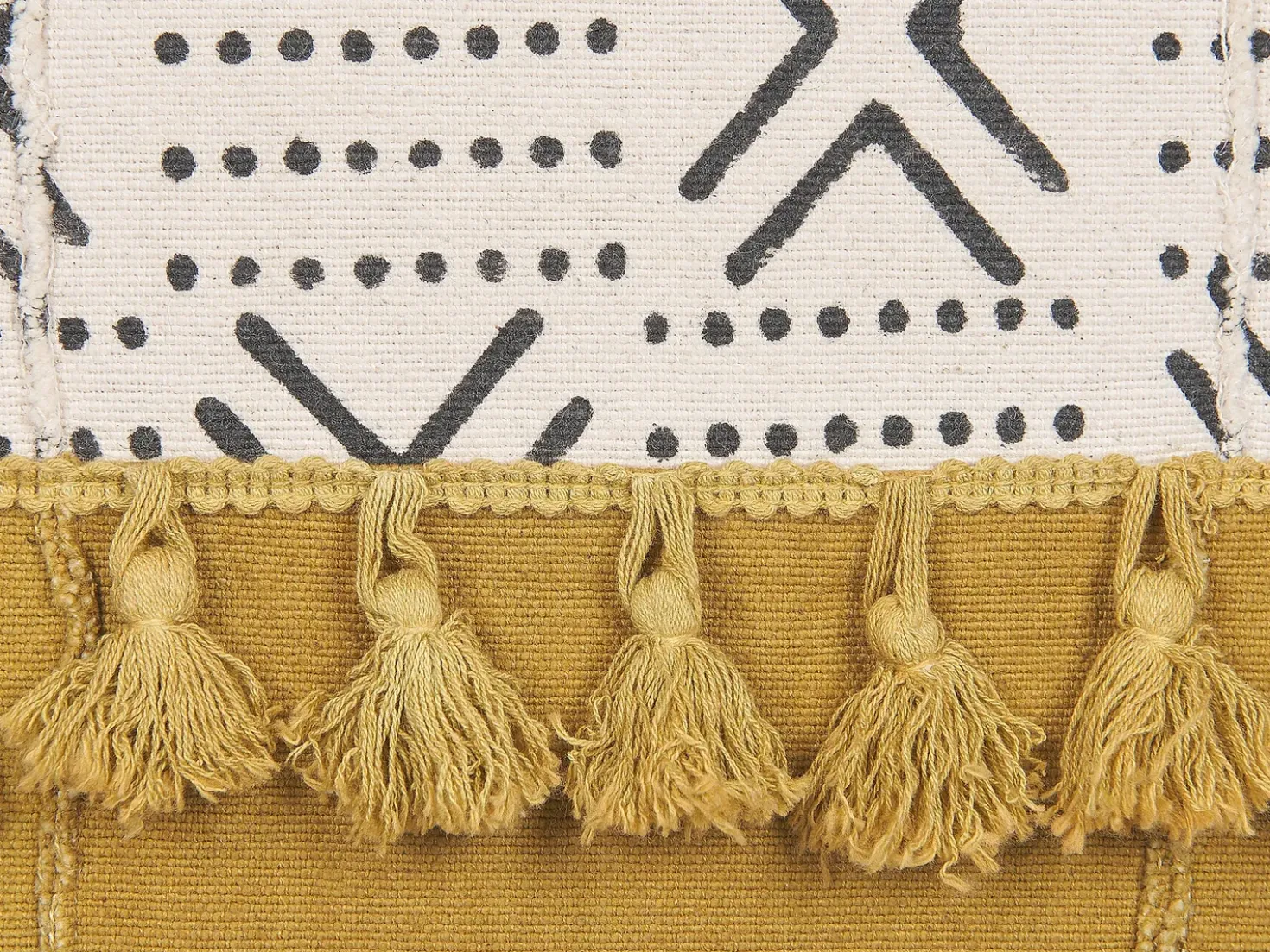 Set di 2 cuscini WOODI Cotone 45 x 45 cm Giallo Bianco Trama geometrica