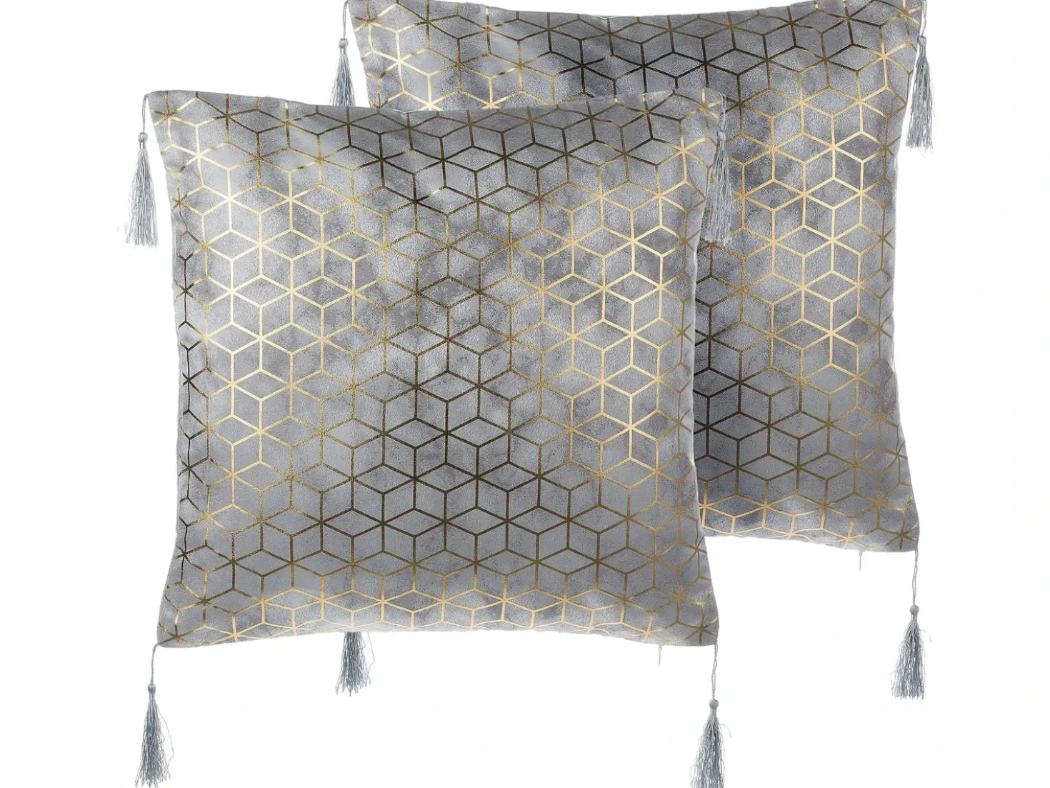 Set di 2 cuscini YARINA 45 x 45 cm Grigio Trama geometrica