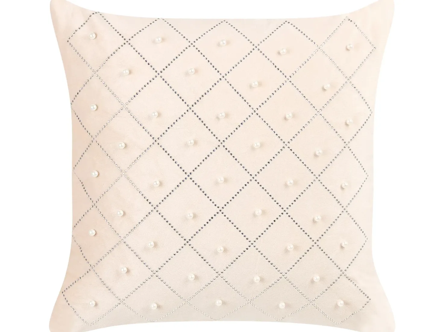 Set di 2 cuscini YARROW Velluto 45 x 45 cm Beige Trama geometrica