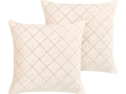 Set di 2 cuscini YARROW Velluto 45 x 45 cm Beige Trama geometrica
