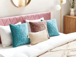 Set di 2 cuscini YARROW Velluto 45 x 45 cm Foglia di tè Trama geometrica