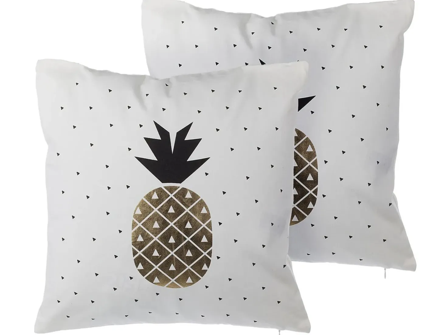 Set di 2 cuscini YASMIN Cotone 45 x 45 cm Bianco Oro Nero Trama di piante