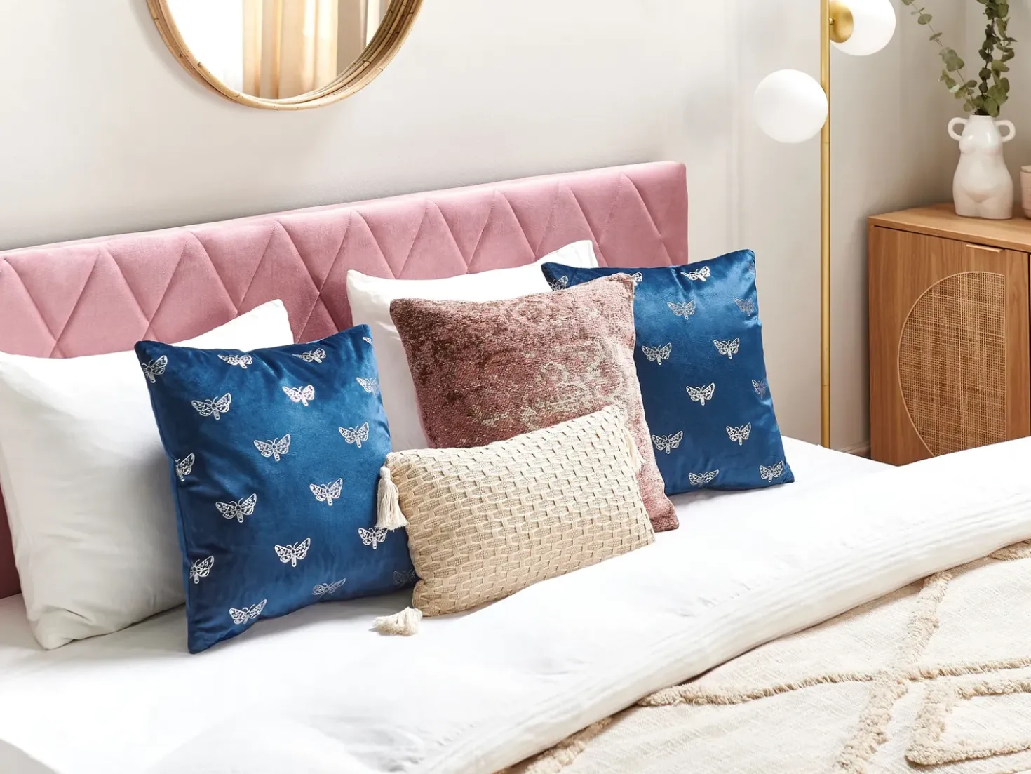 Set di 2 cuscini YUZURI Velluto 45 x 45 cm Blu marino Trama animale