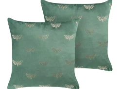 Set di 2 cuscini YUZURI Velluto 45 x 45 cm Verde smeraldo Trama animale