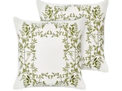 Set di 2 cuscini ZALEYA Cotone 45 x 45 cm Bianco Trama floreale