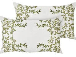 Set di 2 cuscini ZALEYA Cotone 30 x 50 cm Bianco Trama floreale