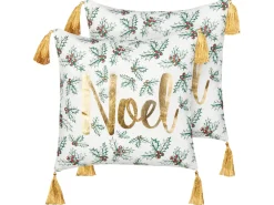Set di 2 cuscini ZAMIA Cotone 45 x 45 cm Bianco Modello natalizio