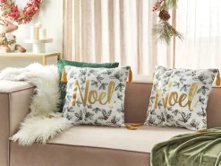 Set di 2 cuscini ZAMIA Cotone 45 x 45 cm Bianco Modello natalizio