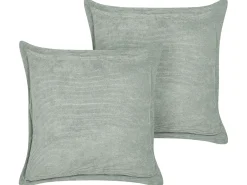 Set di 2 cuscini ZINNIA Velluto a coste 43 x 43 cm Verde chiaro Tinta unita