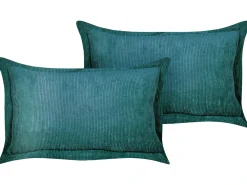 Set di 2 cuscini ZINNIA Velluto a coste 47 x 27 cm Foglia di tè Tinta unita