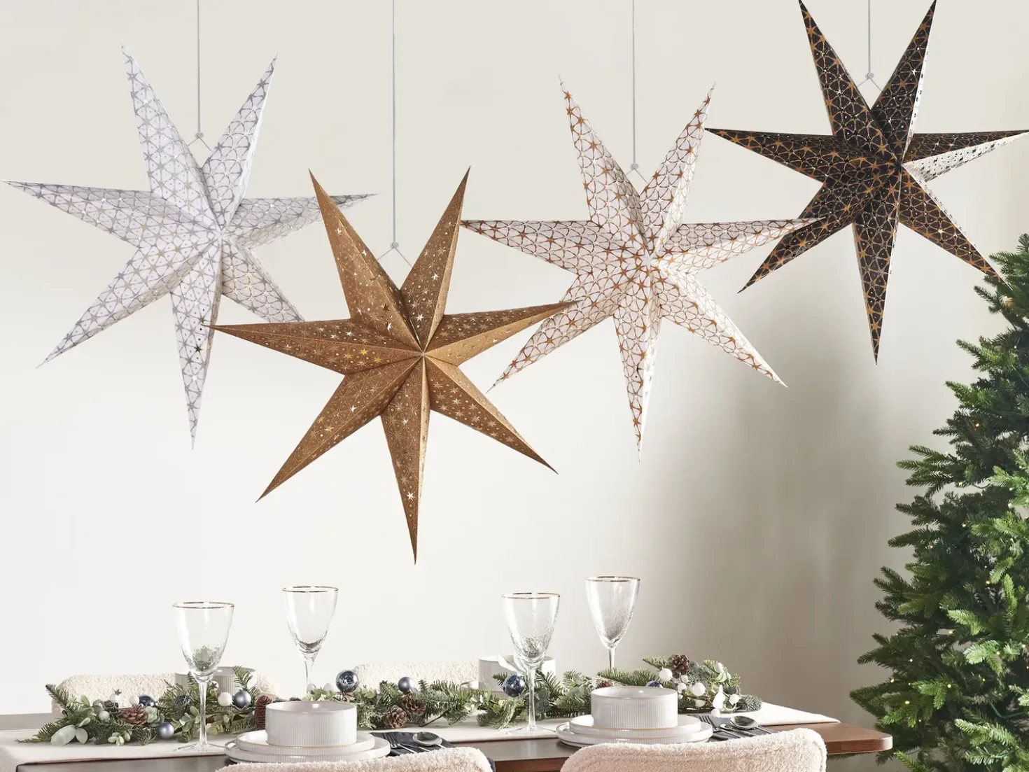 Set di 4 decorazioni da appendere LED TRISUL Stella 60 cm Multicolore