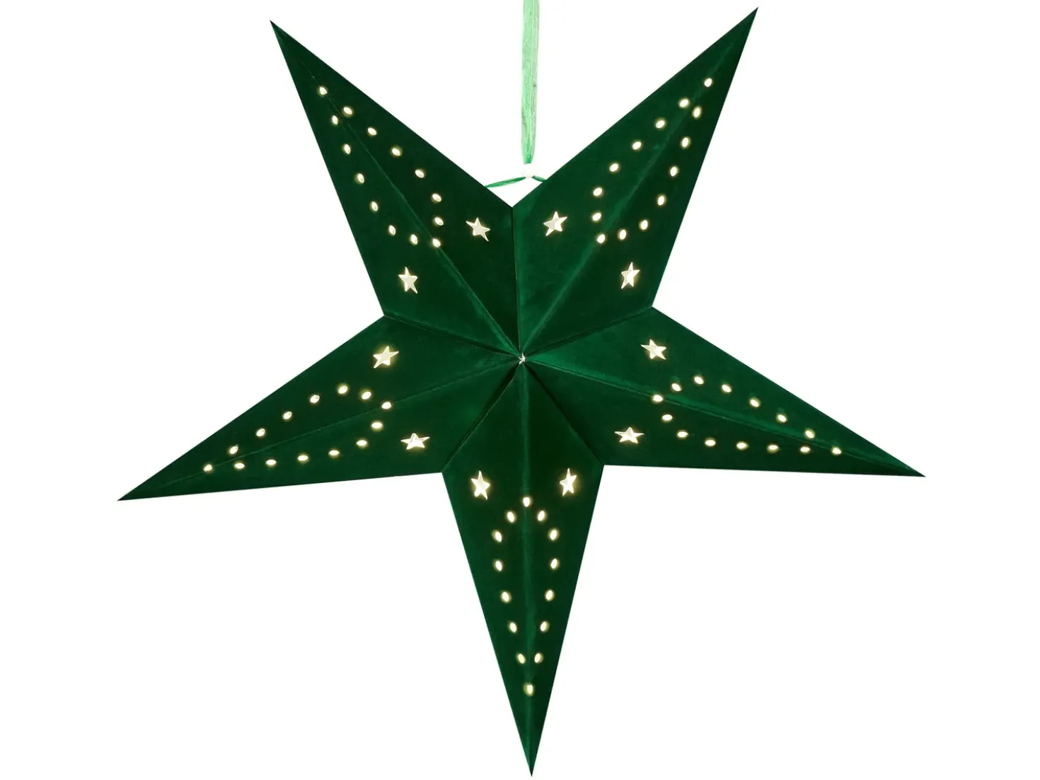 Set di 2 decorazioni da appendere LED MOTTI Stella 45 cm Verde smeraldo