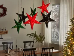 Set di 2 decorazioni da appendere LED MOTTI Stella 45 cm Verde smeraldo