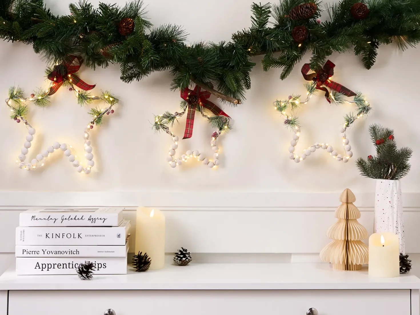 Set di 3 decorazioni da appendere LED KALLAVESI Stella 25/30/35 cm Bianco