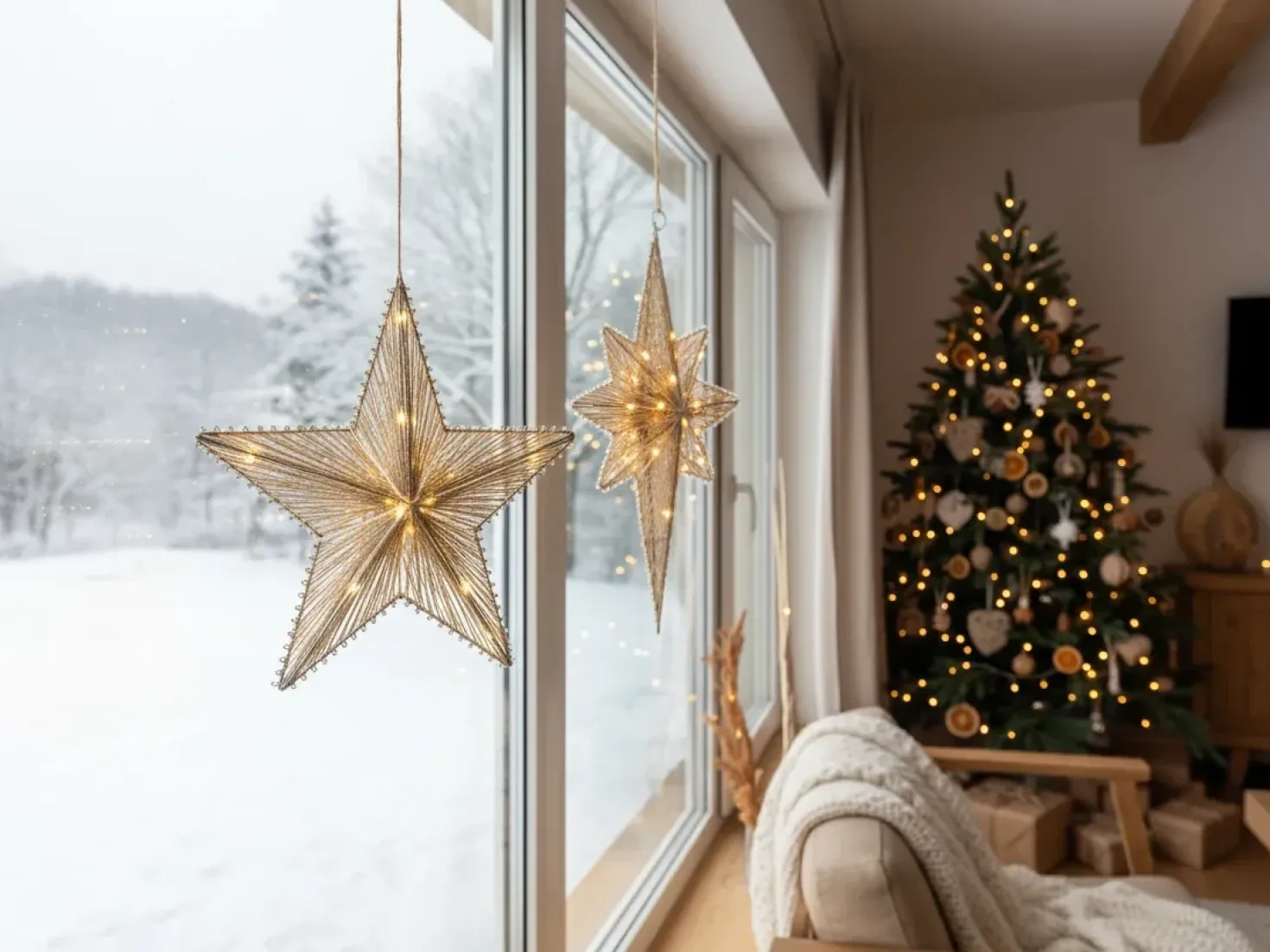 Set di 2 decorazioni da appendere BLASJON Stella 30/47 cm Oro