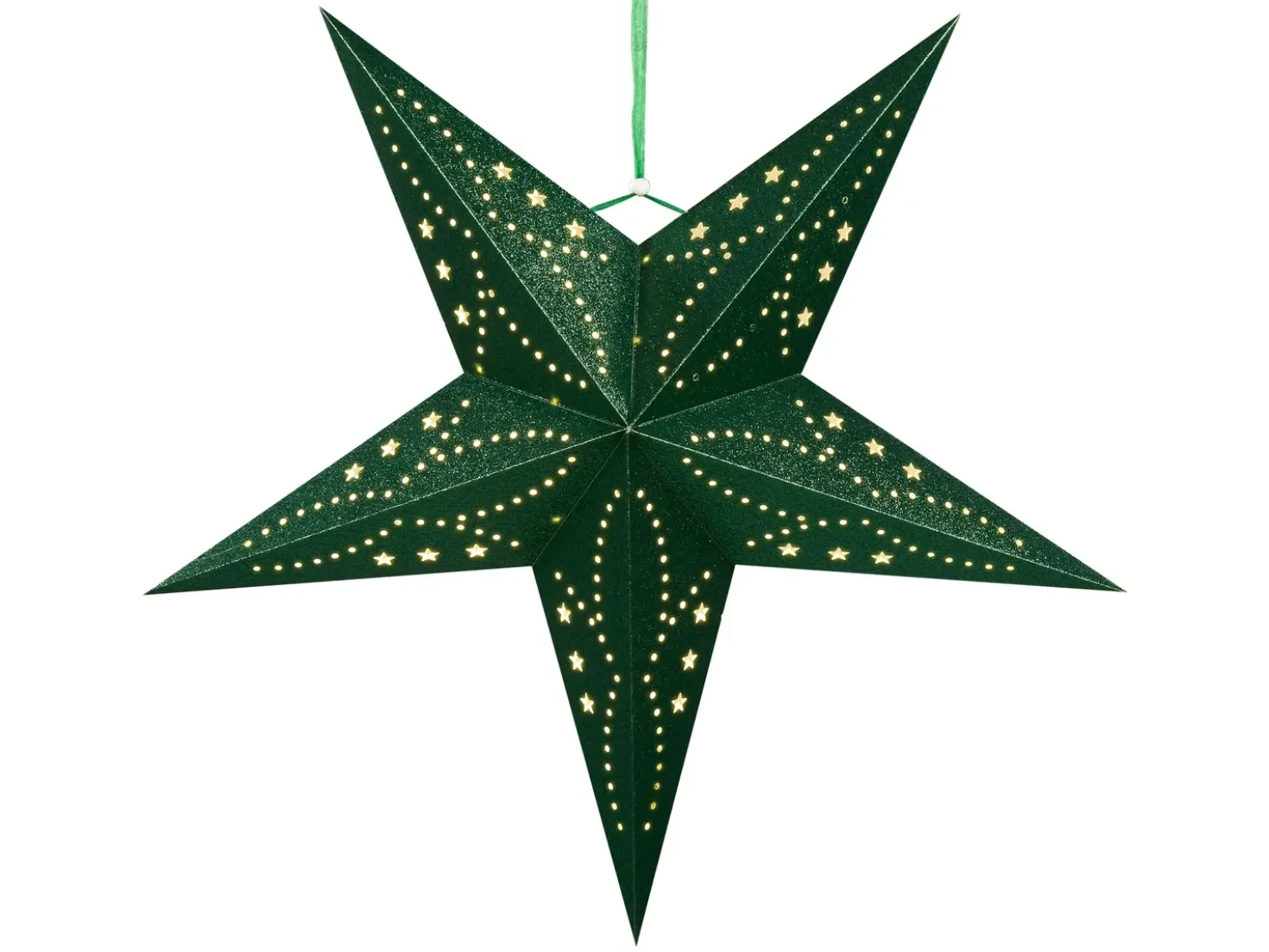 Set di 2 decorazioni da appendere LED MOTTI Stella 60 cm Verde smeraldo