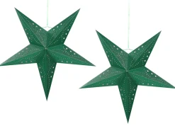 Set di 2 decorazioni da appendere LED MOTTI Stella 60 cm Verde smeraldo