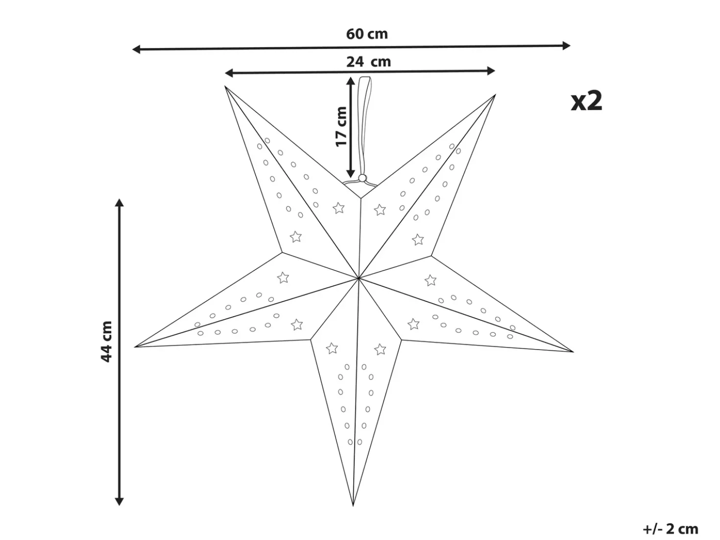 Set di 2 decorazioni da appendere LED MOTTI Stella 60 cm Verde smeraldo
