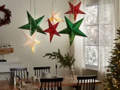 Set di 2 decorazioni da appendere LED MOTTI Stella 60 cm Verde smeraldo