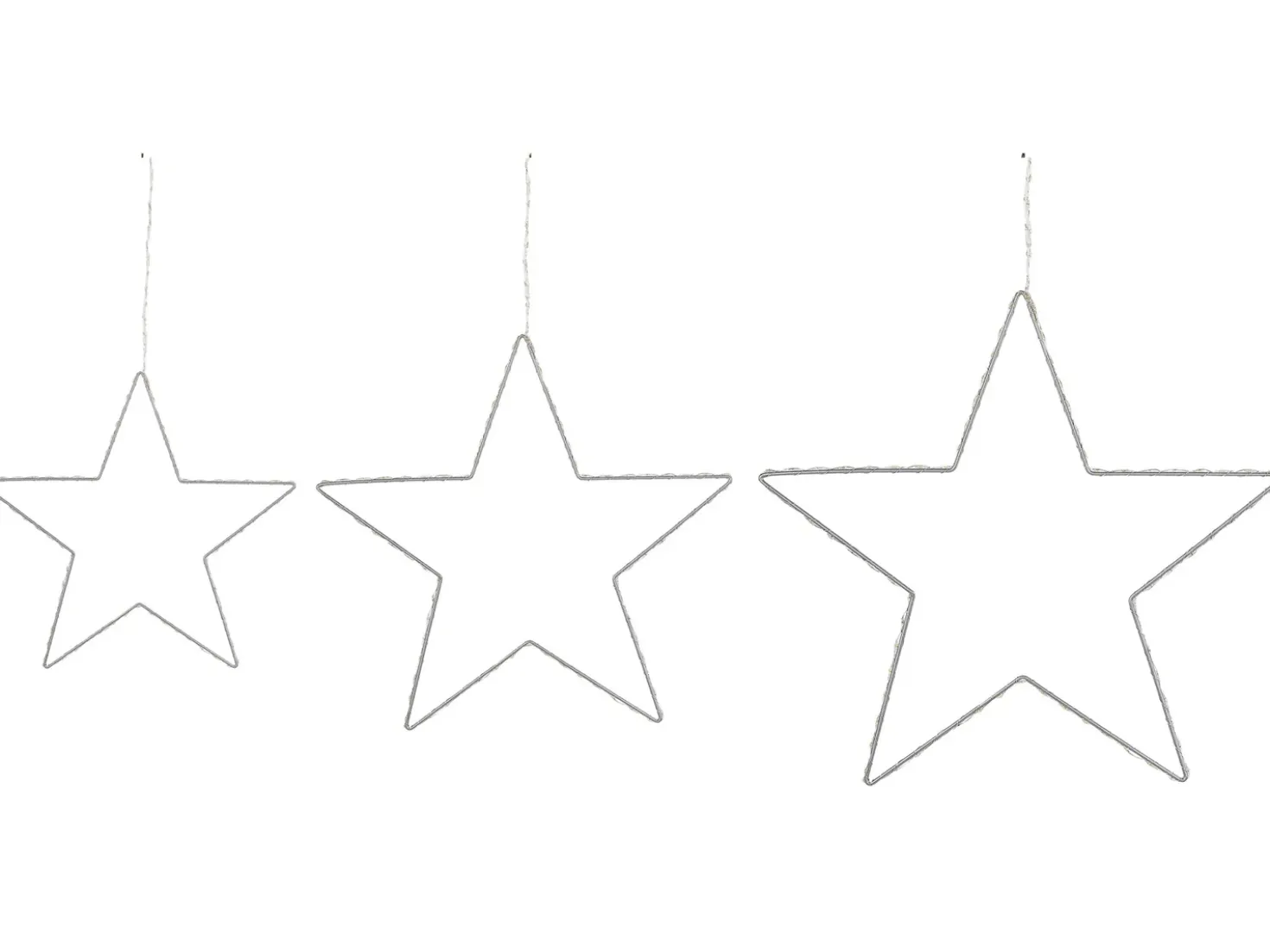 Set di 3 decorazioni da appendere LED KUNNARI Stella 50/40/30 cm Argento