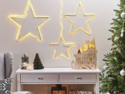 Set di 3 decorazioni da appendere LED KUNNARI Stella 50/40/30 cm Argento
