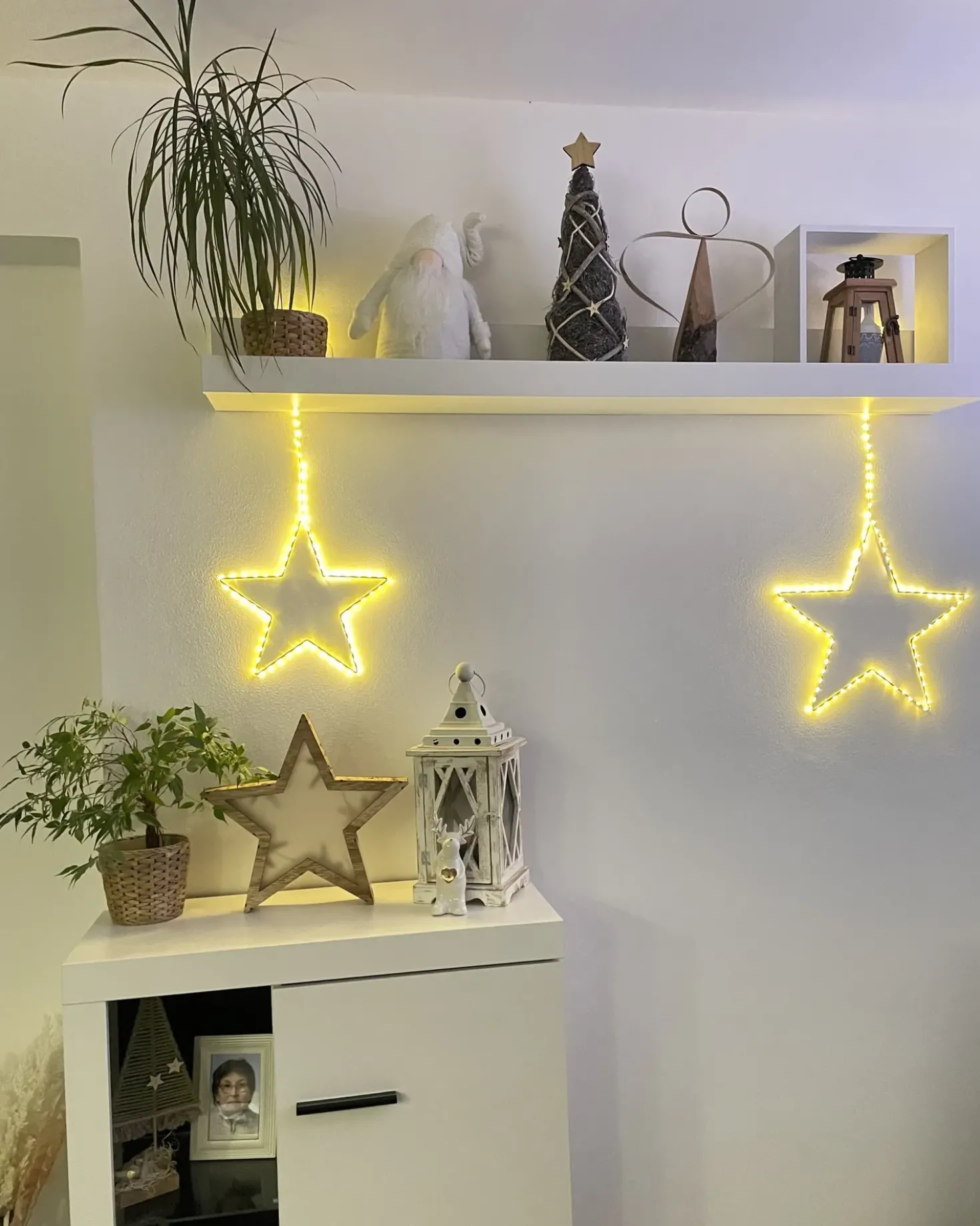 Set di 3 decorazioni da appendere LED KUNNARI Stella 50/40/30 cm Argento