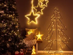 Set di 3 decorazioni da appendere LED KUNNARI Stella 50/40/30 cm Argento