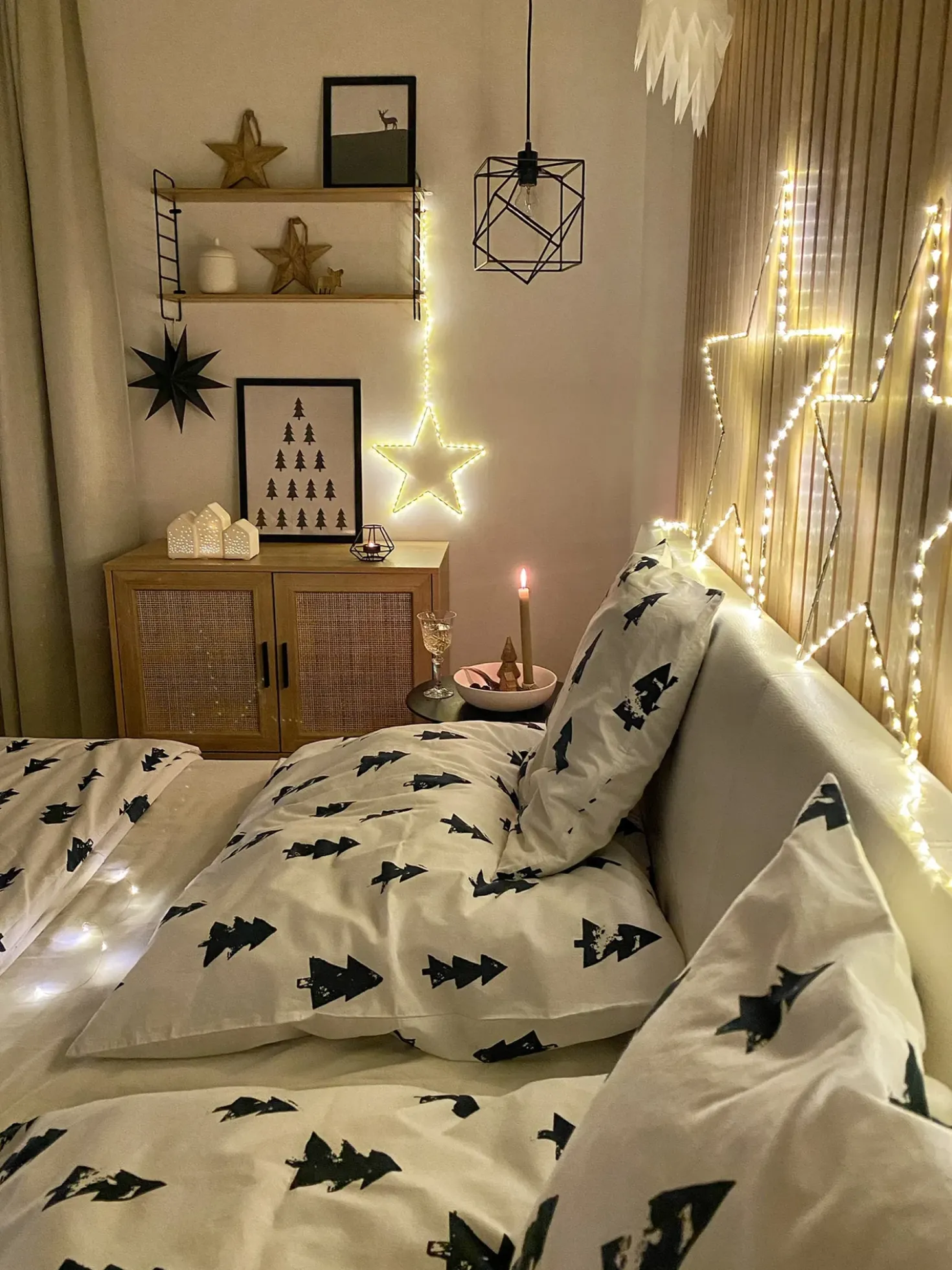 Set di 3 decorazioni da appendere LED KUNNARI Stella 50/40/30 cm Argento