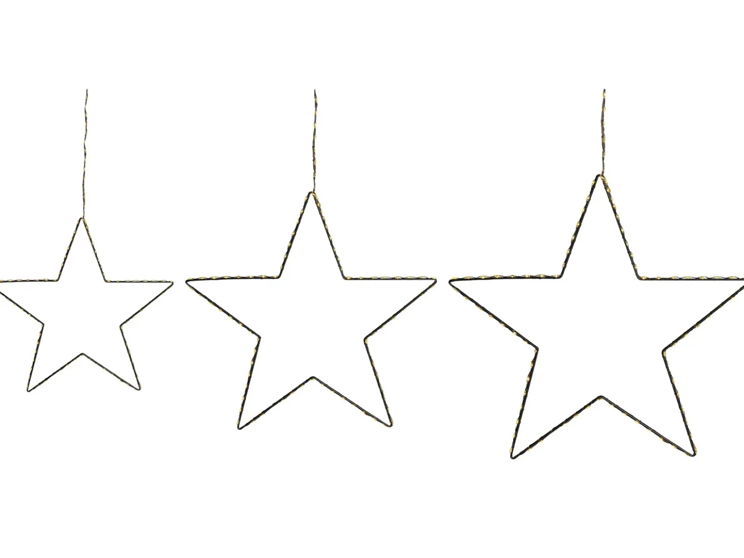 Set di 3 decorazioni da appendere LED KUNNARI Stella 50/40/30 cm Argento