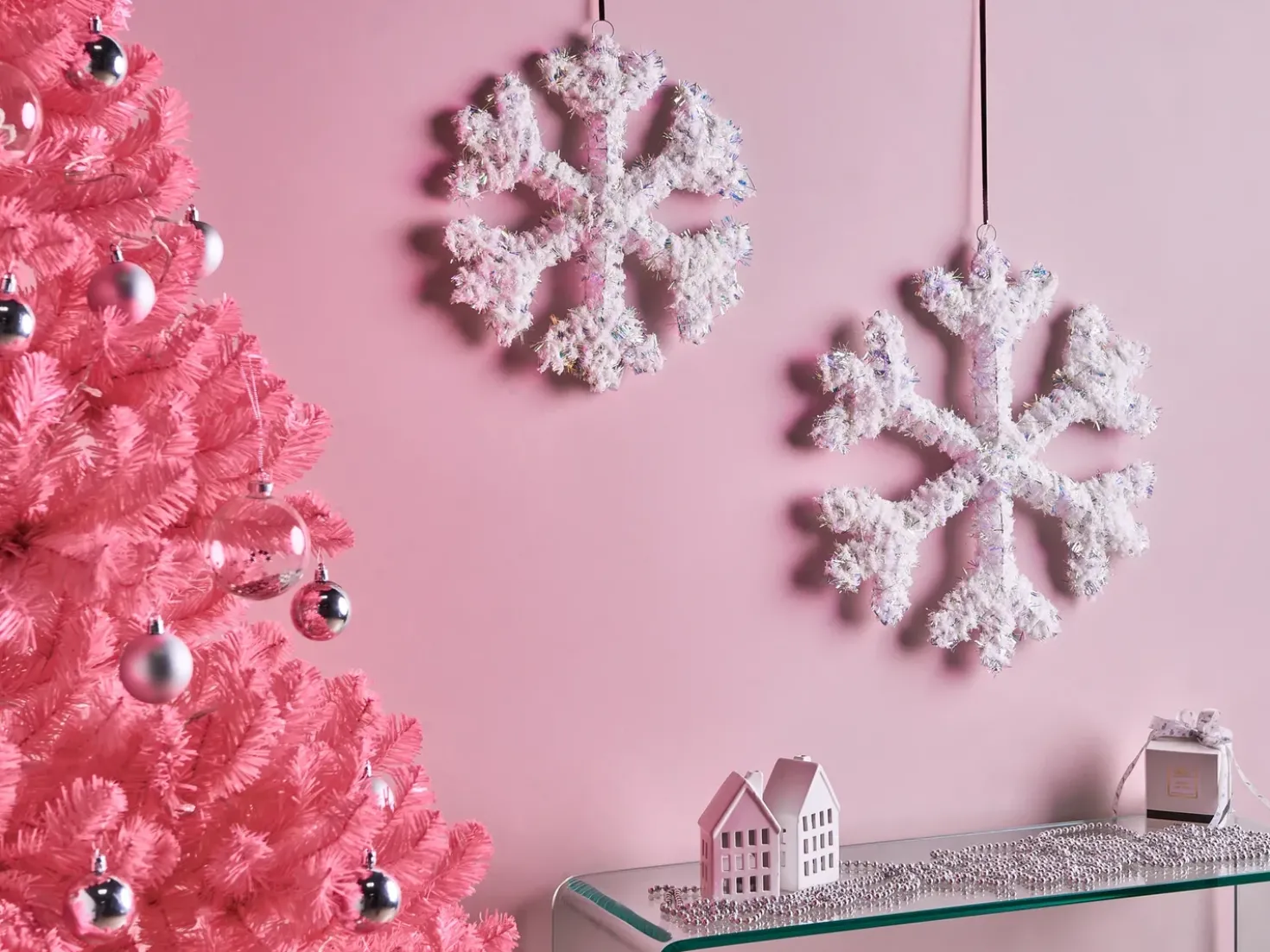Set di 2 decorazioni natalizie LED GURRE Fiocco di neve 40/50 cm Bianco