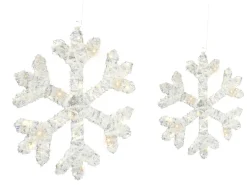 Set di 2 decorazioni natalizie LED GURRE Fiocco di neve 40/50 cm Bianco