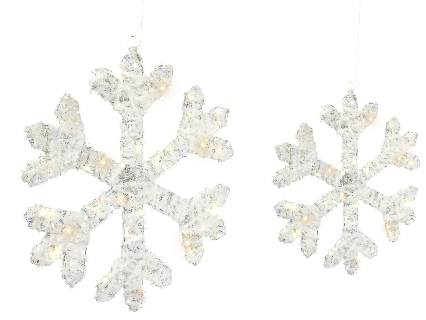 Set di 2 decorazioni natalizie LED GURRE Fiocco di neve 40/50 cm Bianco