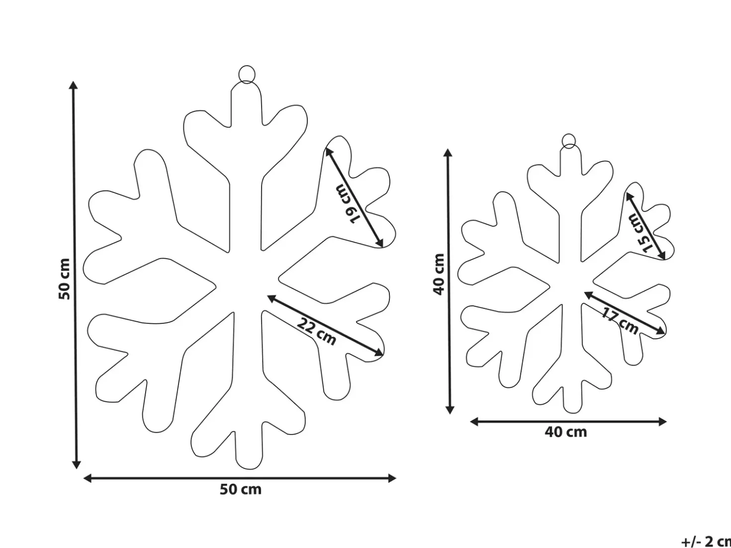 Set di 2 decorazioni natalizie LED GURRE Fiocco di neve 40/50 cm Bianco