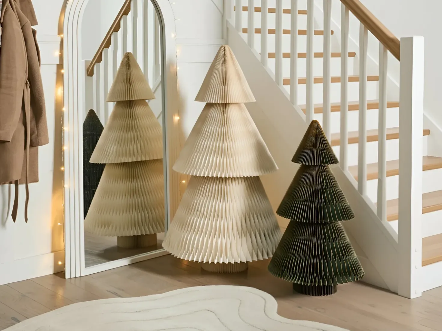 Set di 2 decorazioni natalizie VEFSNA Albero di Natale 90/122 cm Beige/Verde