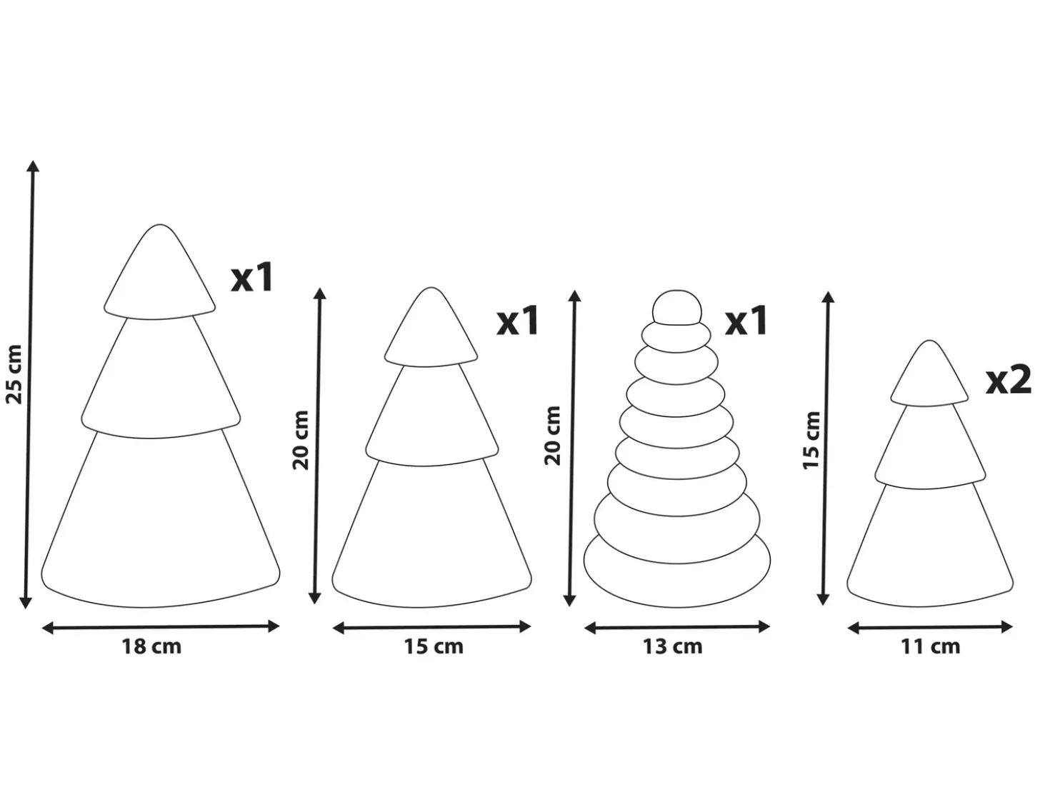 Set di 5 decorazioni natalizie VORMA Albero di Natale 25 cm Beige/Verde