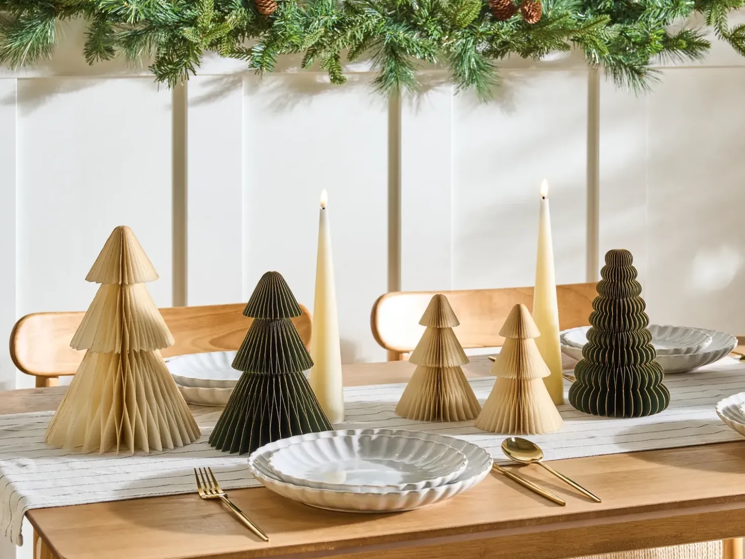 Set di 5 decorazioni natalizie VORMA Albero di Natale 25 cm Beige/Verde