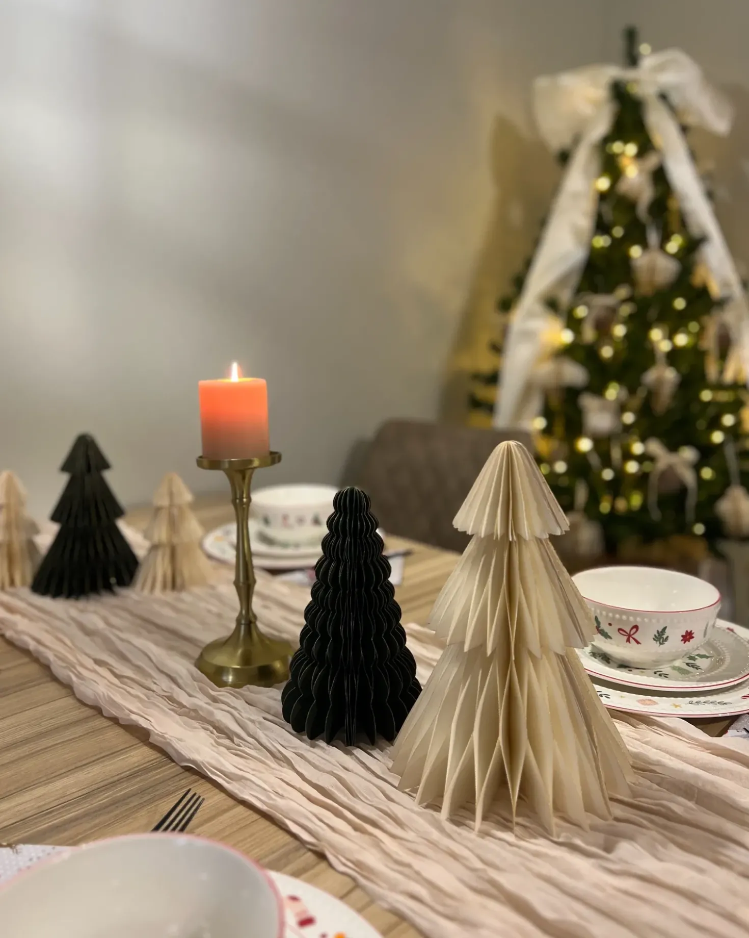 Set di 5 decorazioni natalizie VORMA Albero di Natale 25 cm Beige/Verde