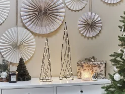 Set di 2 decorazioni natalizie LED NEIDEN Albero di Natale 52/38 cm Argento