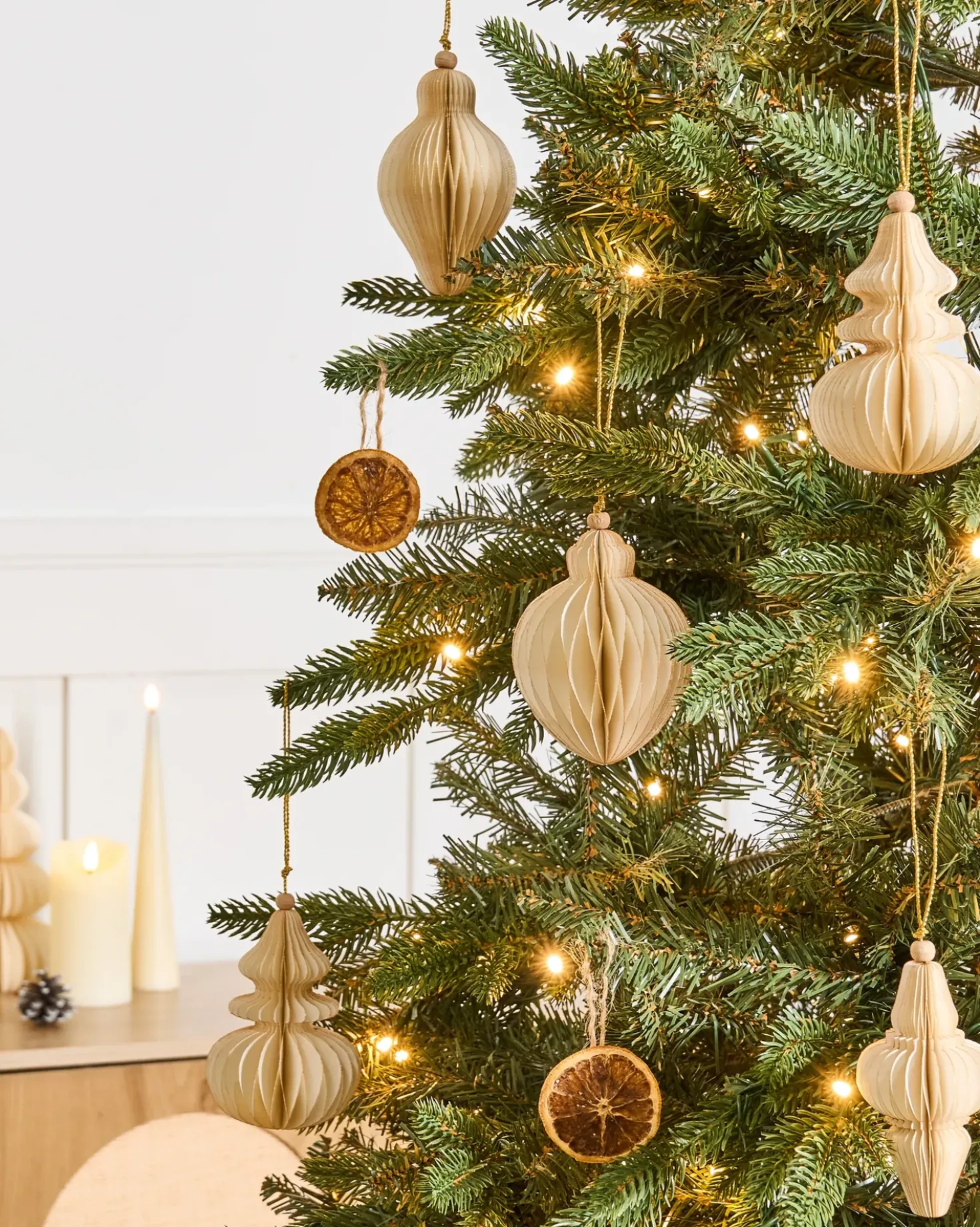 Set di 20 decorazioni per l'albero di Natale ALTAELVA Carta Beige