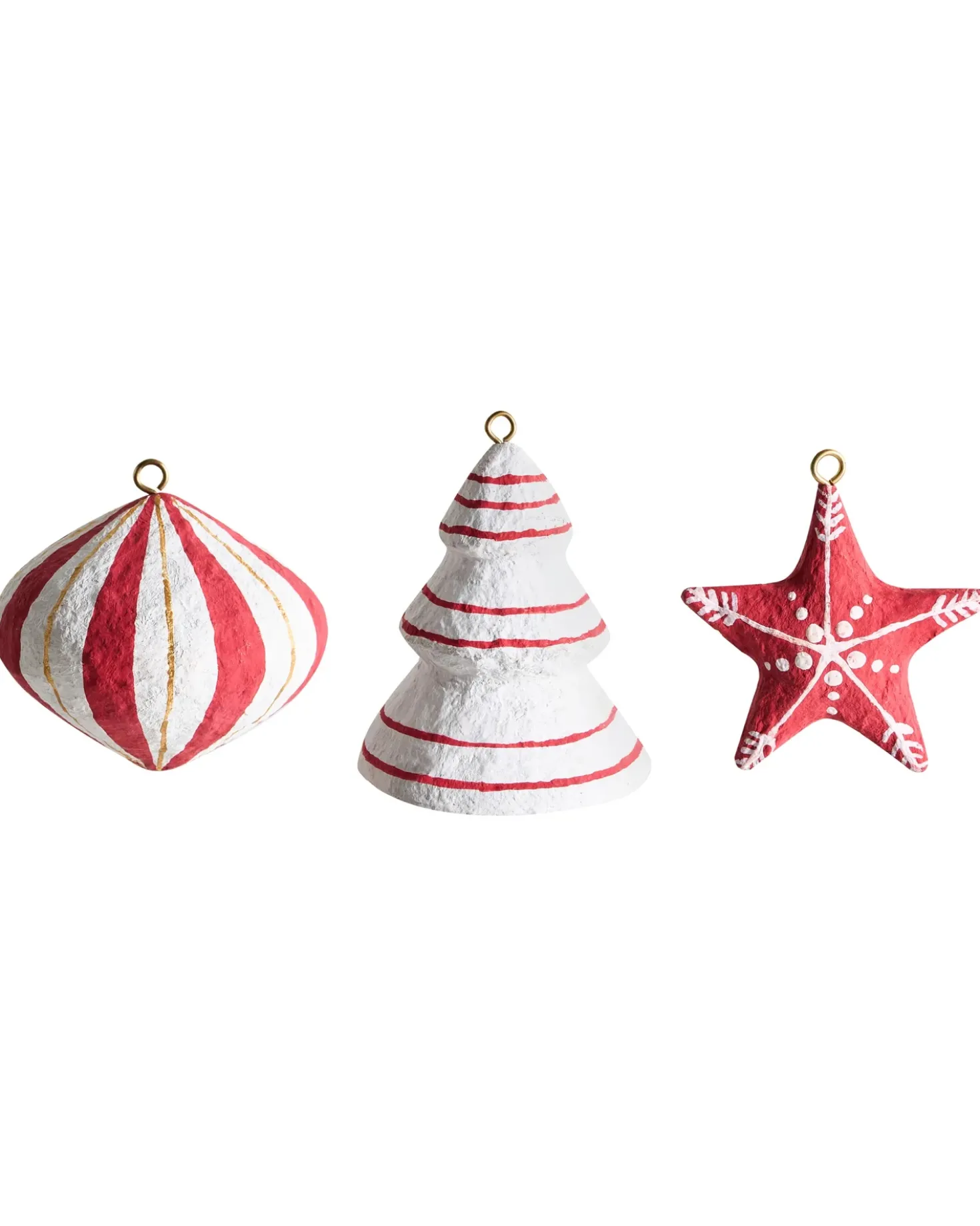 Set di 12 decorazioni per l'albero di Natale GIDEALVEN Cartapesta Rosso/Bianco