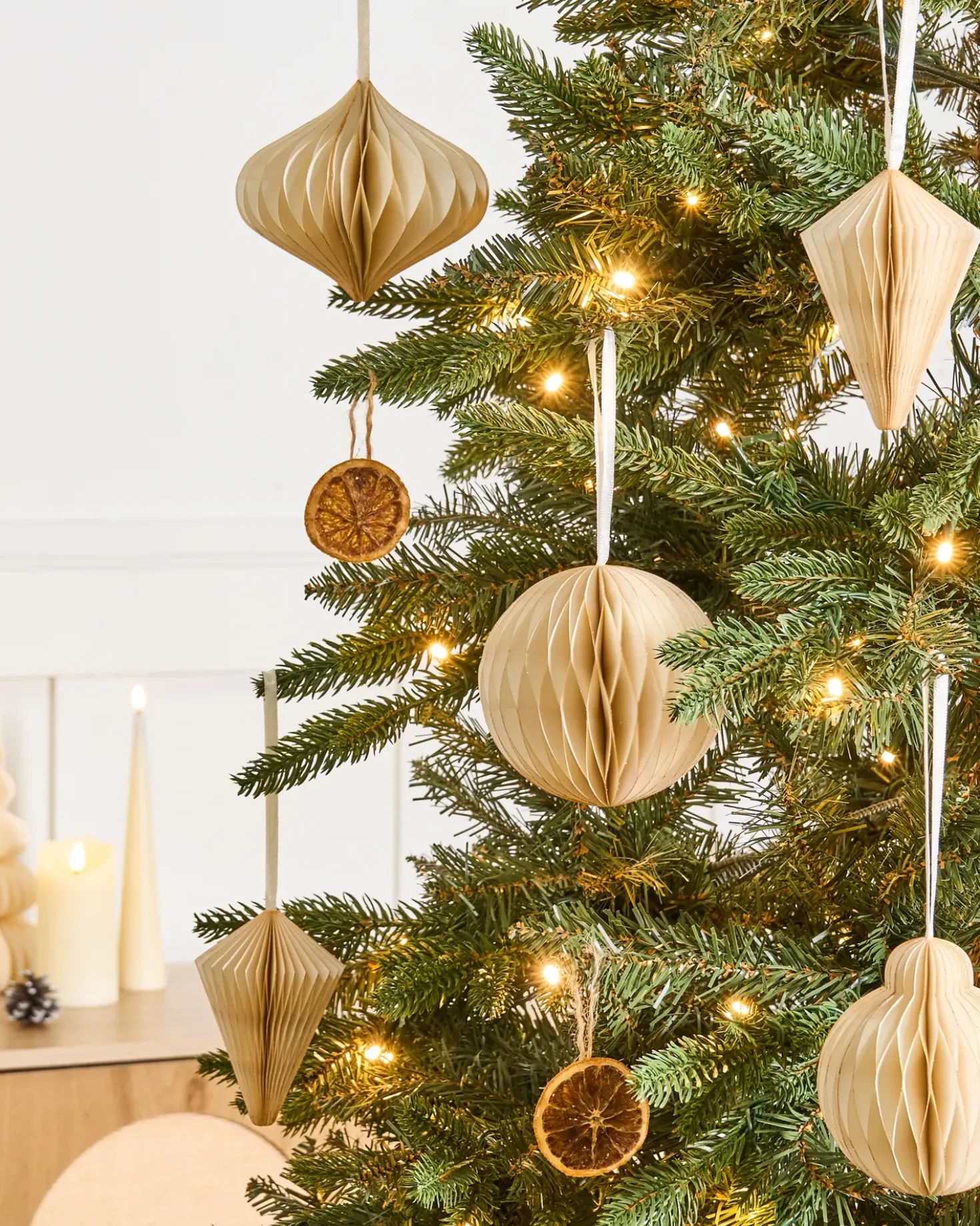 Set di 20 decorazioni per l'albero di Natale JOLSTRA Carta Beige