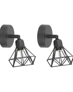 Set di 2 faretti ERMA Regolabile Metallo Nero