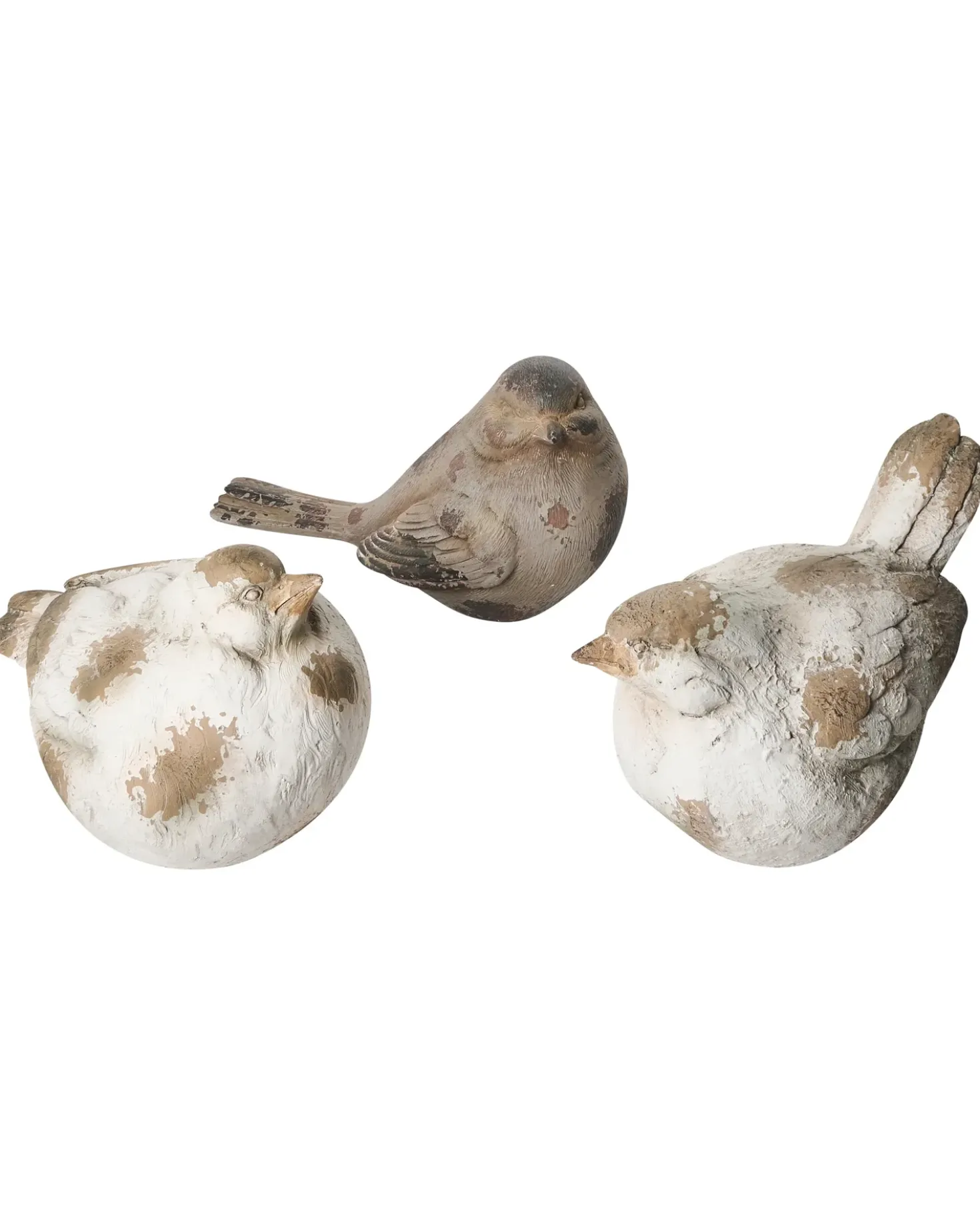 Set di 3 figure decorative da giardino ANGHIARI Uccello Beige