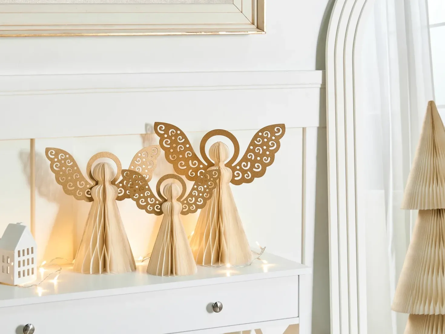 Set di 3 figure EIRA Angelo 24/28/33 cm Beige