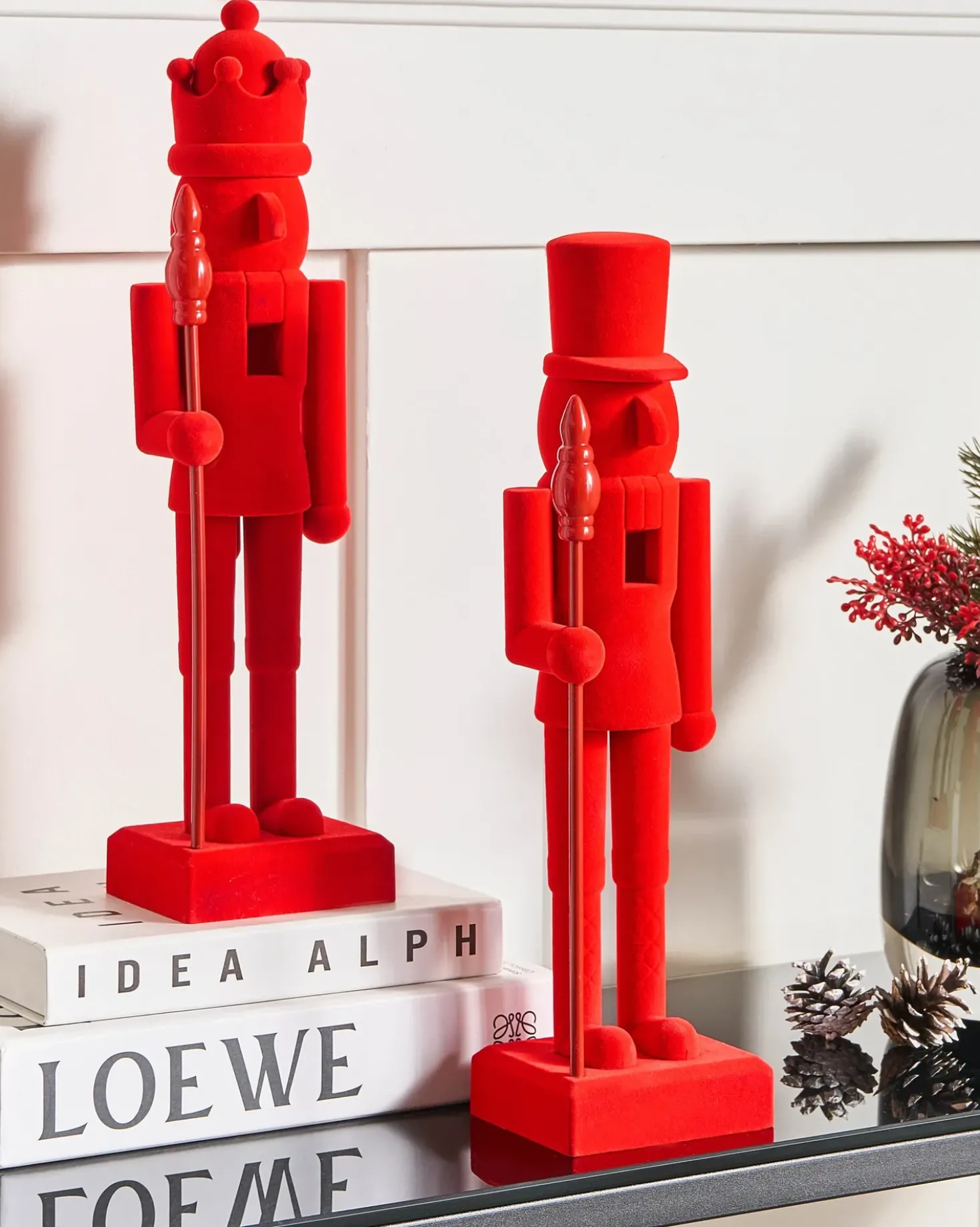 Set di 2 figure FLATEY Schiaccianoci 40 cm Rosso