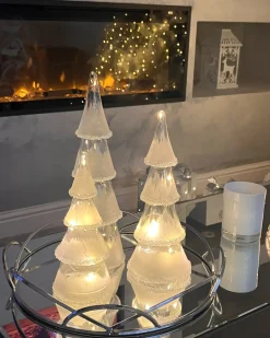 Set di 3 figure LED KIERINKI Albero di Natale 22/27/33 cm Bianco