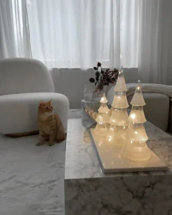 Set di 3 figure LED KIERINKI Albero di Natale 22/27/33 cm Bianco