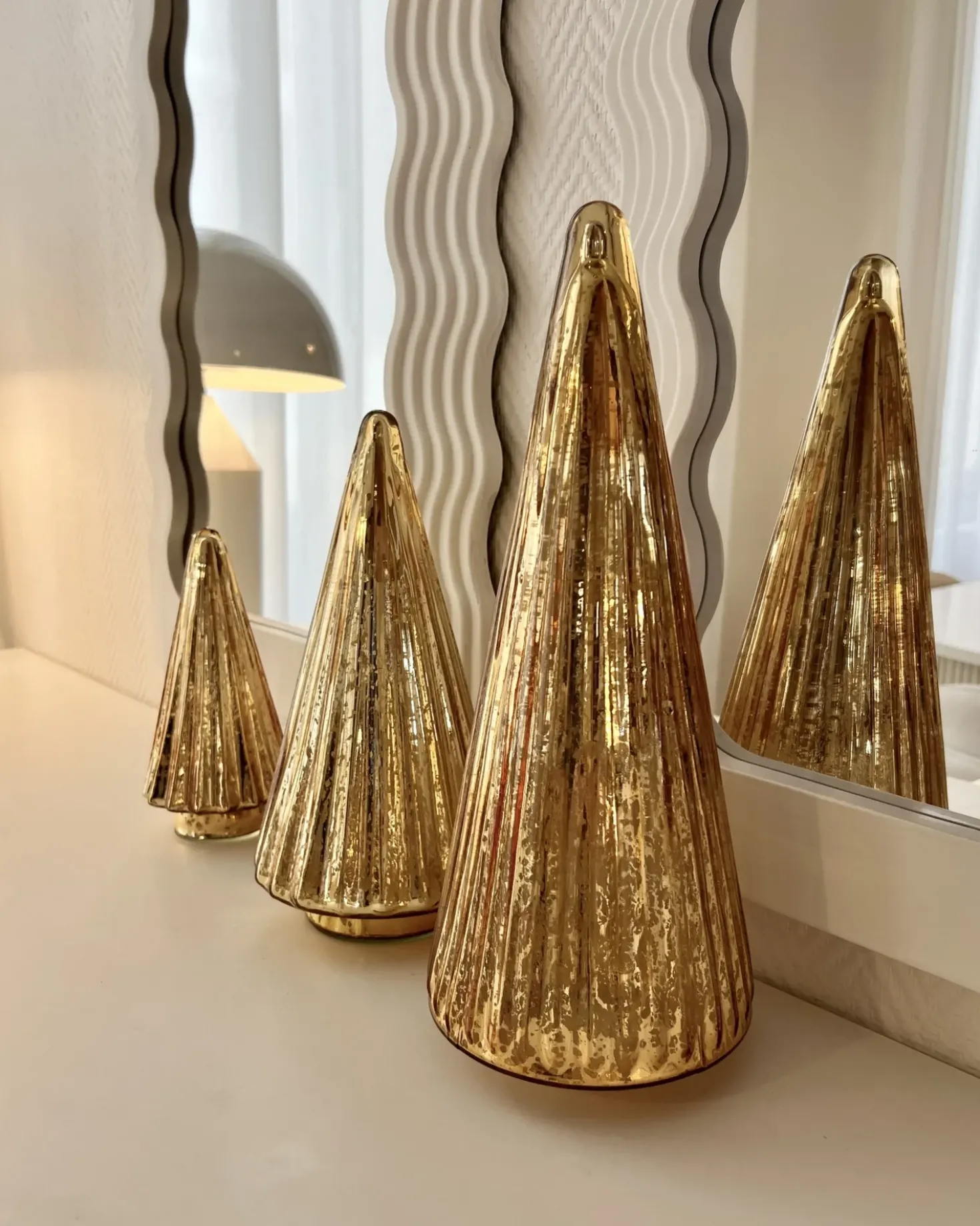 Set di 3 figure OYEREN Albero di Natale 21/29/37 cm Oro