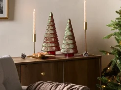 Set di 2 figure PURUVESI Albero di Natale 31/36 cm Rosso/Verde